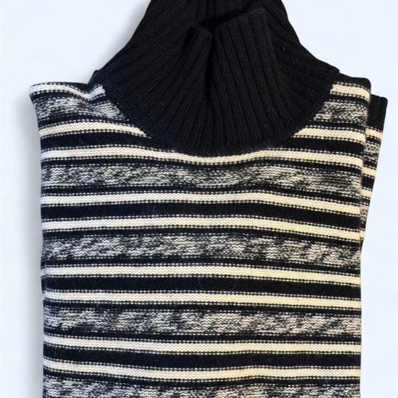 Nordstrom 100% Cashmere Turtleneck Sweater Coastal Navy Ivory Stripe XS New - Picture 3 of 9